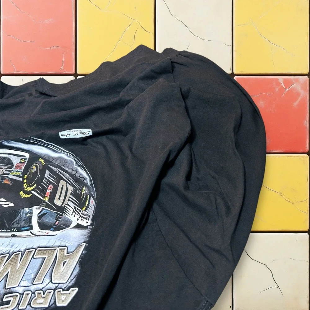 VTG Nascar Racing Long sleeve Shirt Y2K Men 2XL Black‎ Aric Almirola Mustang Tee